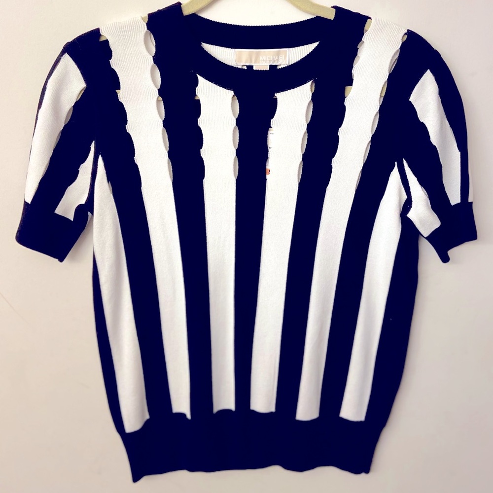 Michael Kors Black & White short-sleeved sweater